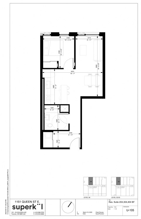 Floor plan for 1 bed, 1 bath, 651 sqft